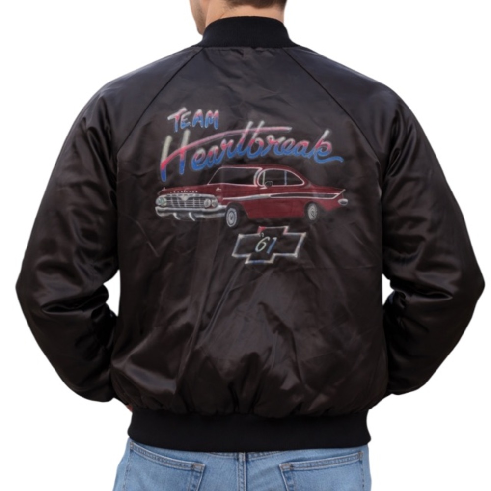 Vintage custom Team Heartbreak ‘61 Chevy airbrush print bomber jacket size XL